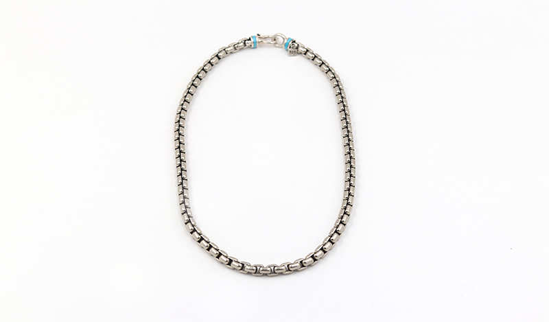 Turquoise and Silver Heavy Link Cable Chain 20"