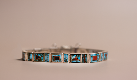Geometric Inlay Link Bracelet