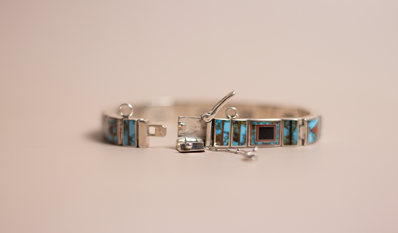 Geometric Inlay Link Bracelet