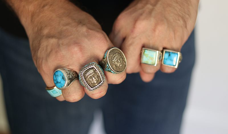 Oval Chief Ring with Inlay and Feather Detail