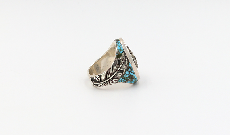 Oval Chief Ring with Inlay and Feather Detail