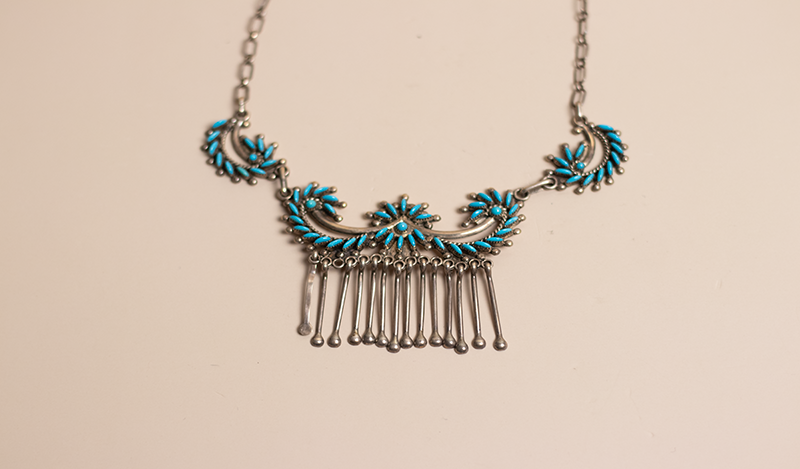 Floral Needlepoint Zuni Necklace Set