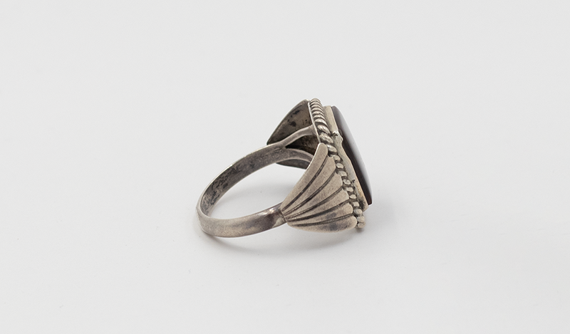 Vintage Square Dark Petrified Wood Ring