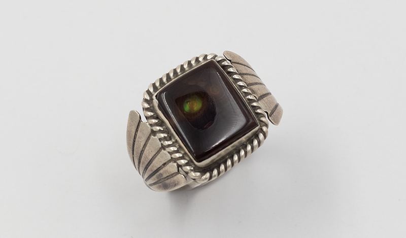 Vintage Square Dark Petrified Wood Ring