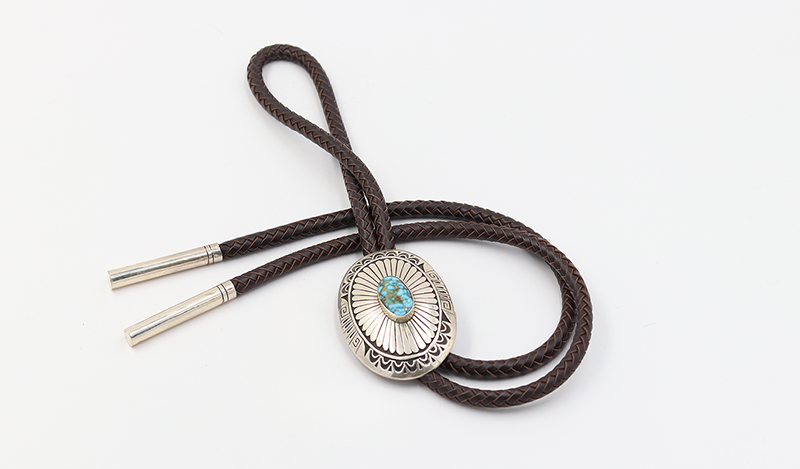 Heavy Stamped Kingman Charlie John Bolo Tie
