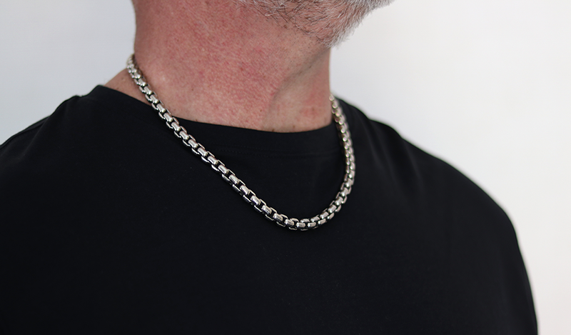 Turquoise and Silver Heavy Link Cable Chain 20"