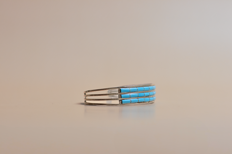 Three Row Turquoise Inlay Cuff