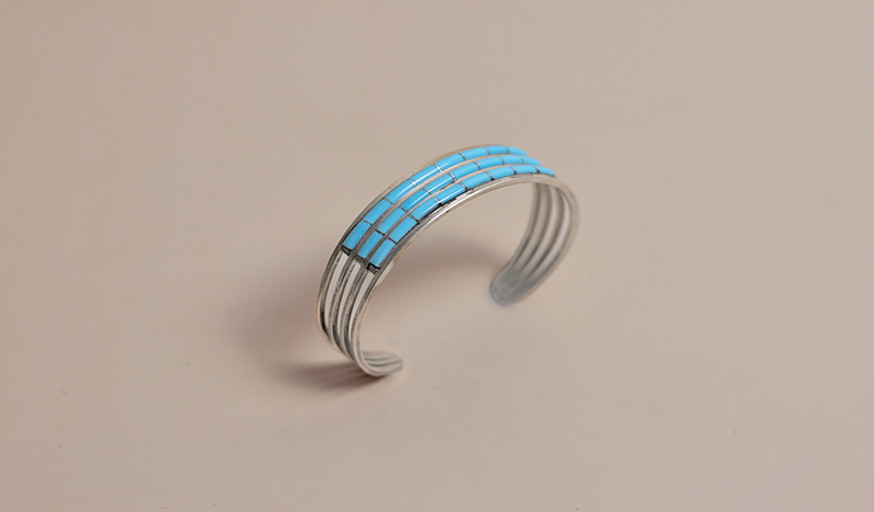 Three Row Turquoise Inlay Cuff