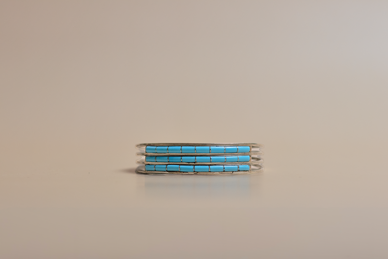 Three Row Turquoise Inlay Cuff