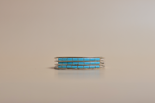 Three Row Turquoise Inlay Cuff