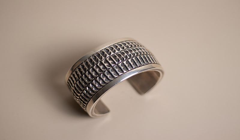 5 Row Handstamped Silver Cuff