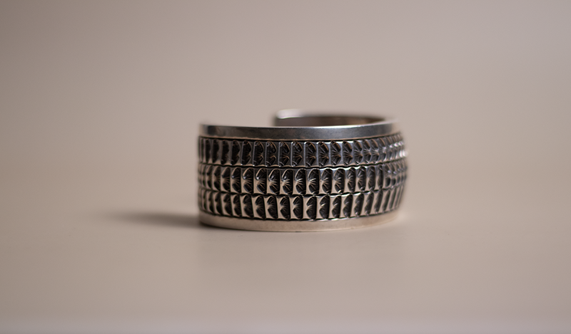 5 Row Handstamped Silver Cuff