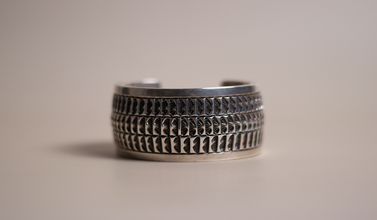 5 Row Handstamped Silver Cuff
