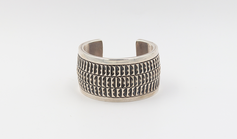 5 Row Handstamped Silver Cuff