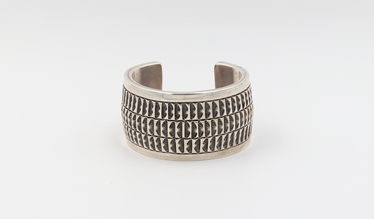 5 Row Handstamped Silver Cuff