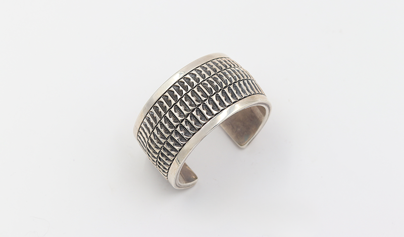 5 Row Handstamped Silver Cuff