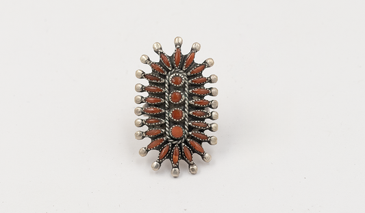 Vintage Coral Needlepoint Ring