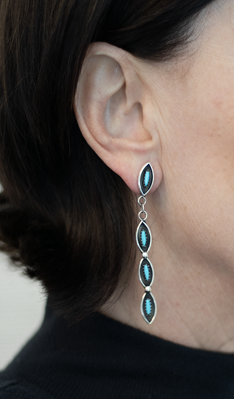 Marquis Shape Needlepoint Drop Earring