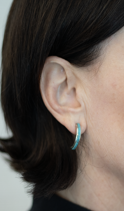 Zuni Inlay Half Hoop Earrings