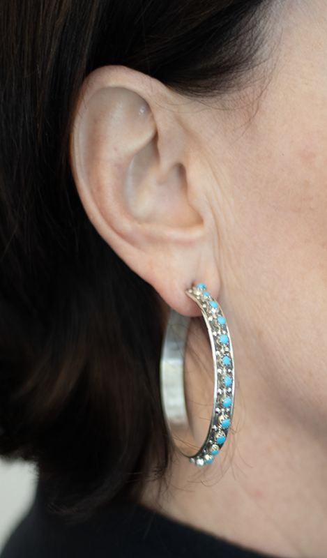 Channel Set Petit Point Hoop Earring