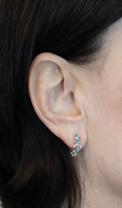 Tiny Heart Petit Point Half Hoop Earrings
