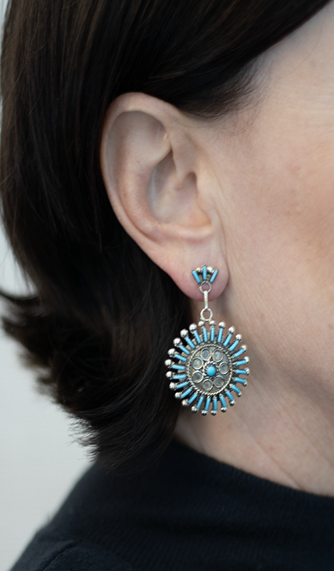 Circle Needlepoint Drop Earring
