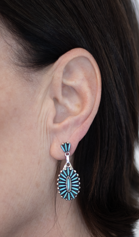 Oval Drop Needlepoint Earrings
