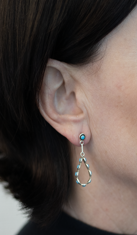 Small Petit Point Oval Drop Earring