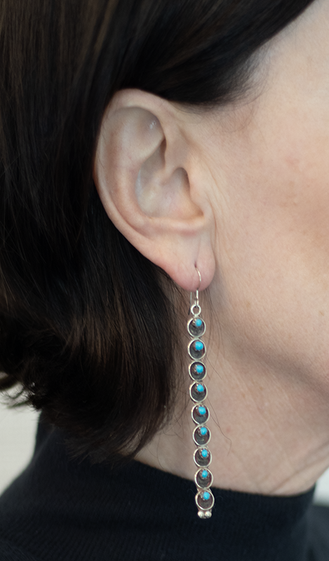 Long Drop 9 Stone Earrings