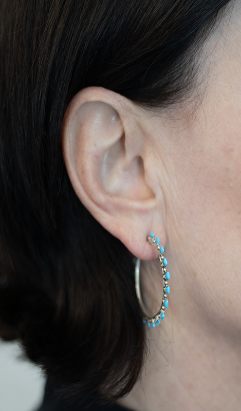 18 Stone Petit Point Zuni Hoop Earrings