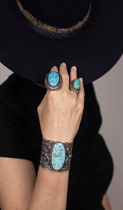Heavy Stamped Sonoran Blue Ring