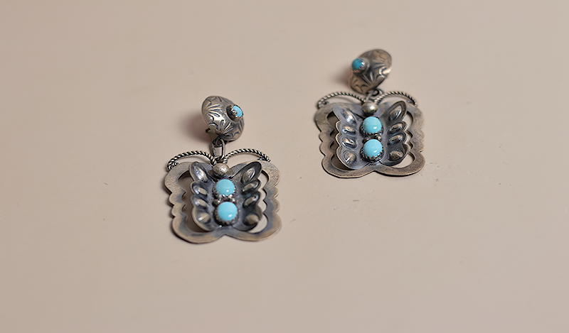 3 Stone Butterfly Earrings