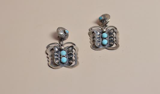 3 Stone Butterfly Earrings