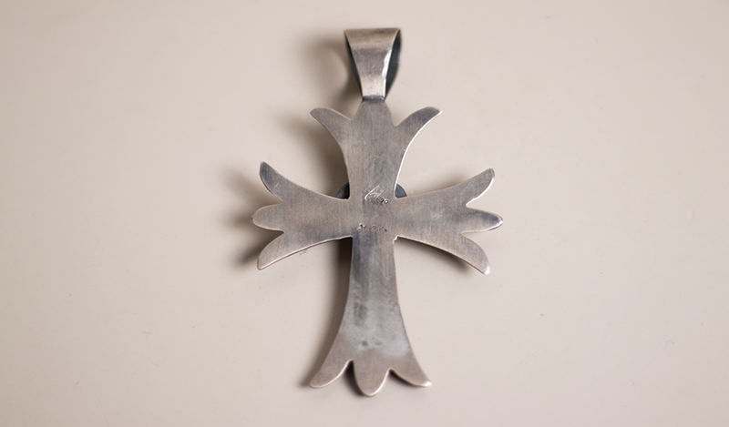 Turquoise Sandcast Cross Pendant