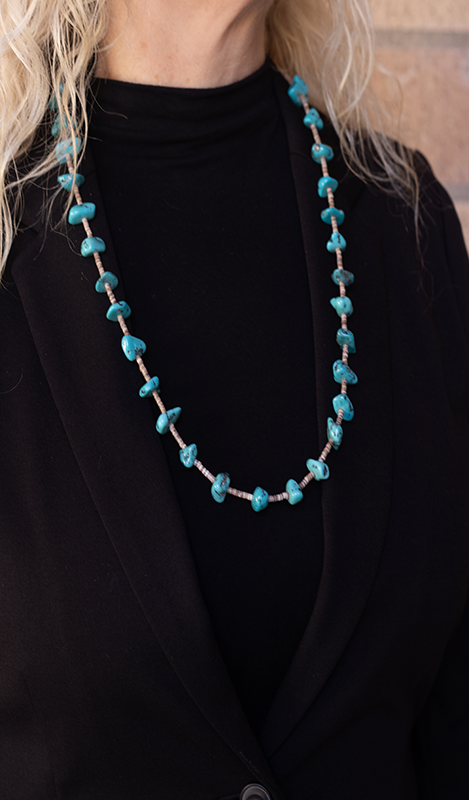 Turquoise Nugget Heishi Necklace