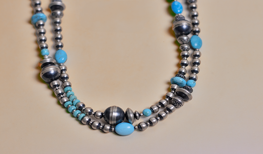 60" Navajo Beads with Turquoise
