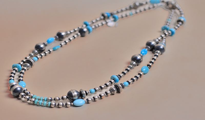 60" Navajo Beads with Turquoise