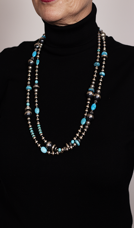 60" Navajo Beads with Turquoise