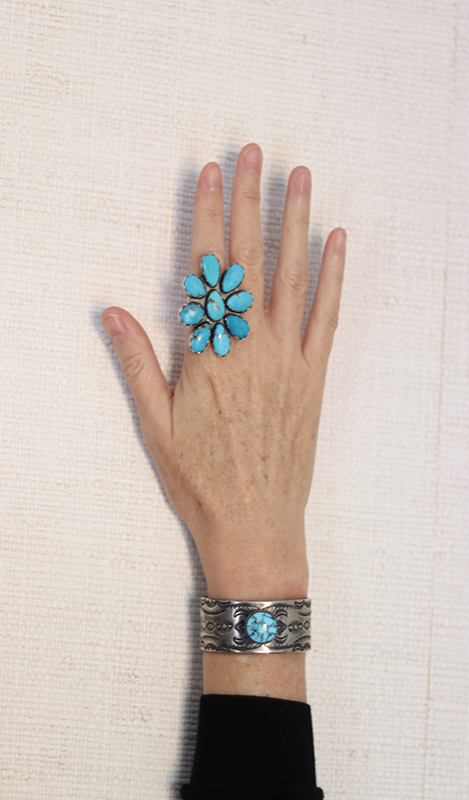Double Stamped Sonoran Gold Turquoise Cuff