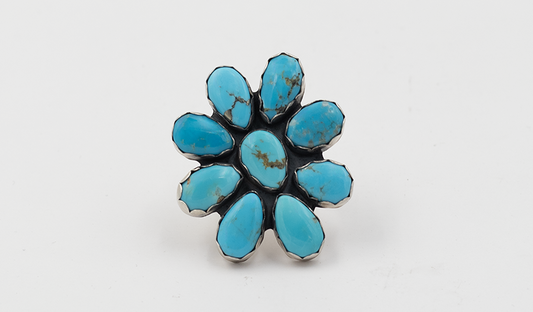 Kingman Turquoise Adjustable Flower Ring