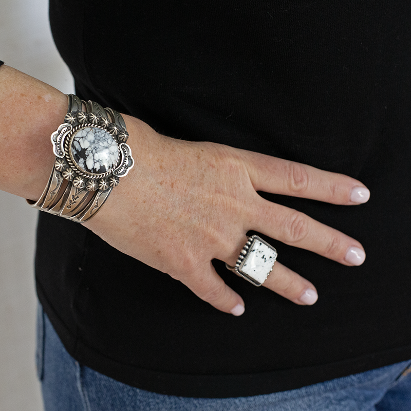 Square White Buffalo Ring