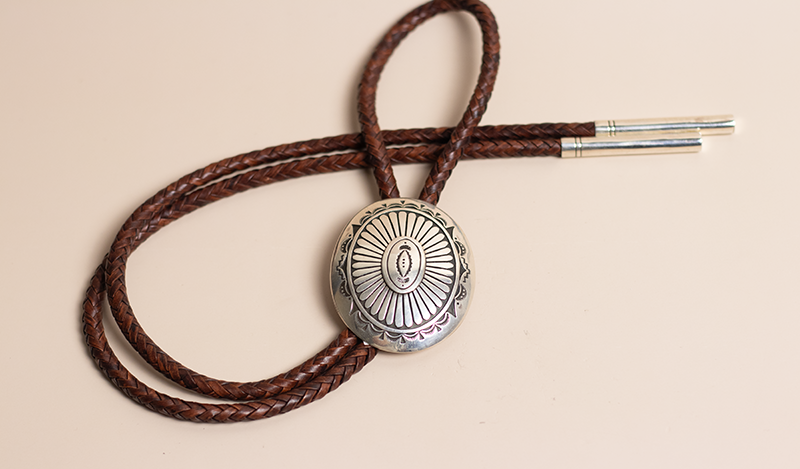 Heavy Stamped Bolo Tie and Buckle Set