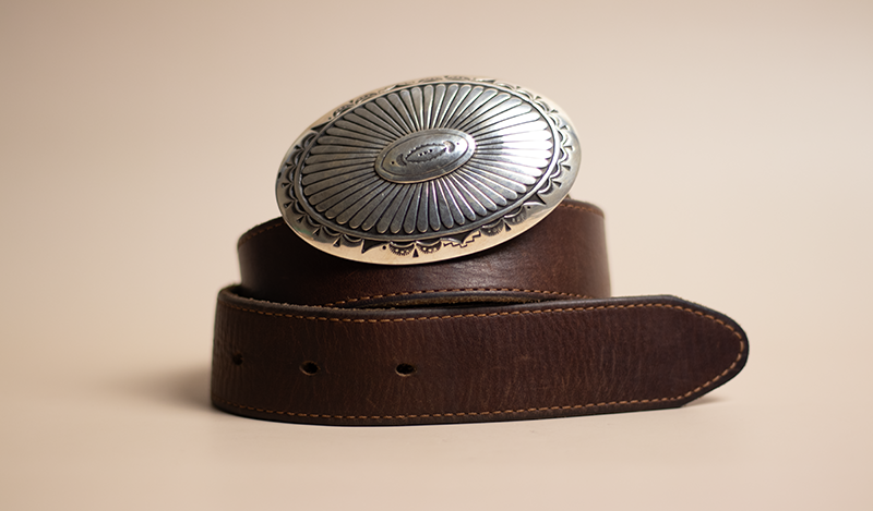 Heavy Stamped Bolo Tie and Buckle Set