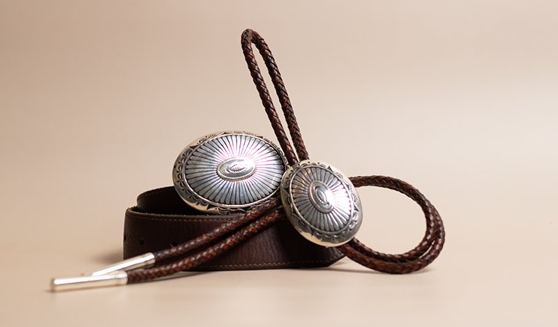 Heavy Stamped Bolo Tie and Buckle Set