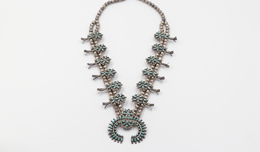 Vintage Zuni Squash Blossom Necklace Set