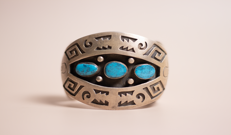 Vintage 1970's 3 Stone Overlay Cuff