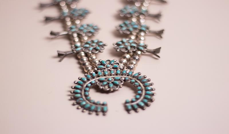 Vintage Zuni Squash Blossom Necklace Set