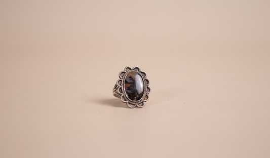 1970's Small Oval Petrified Wood Ring
