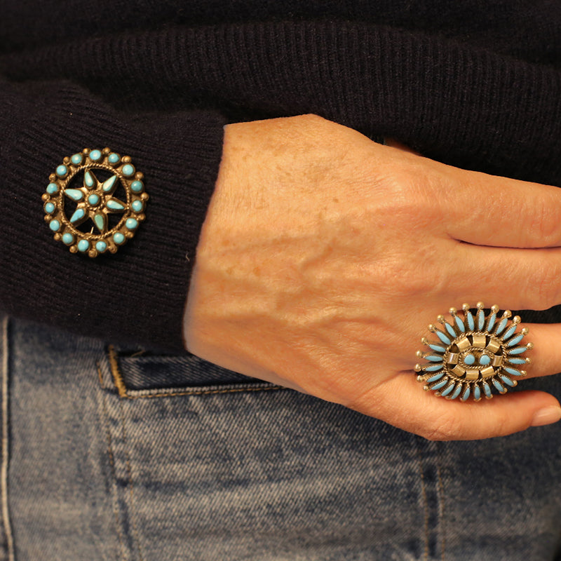 1960s Zuni Circle Pin with Star Center