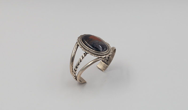 Vintage Twist Wire Petrified Wood Cuff